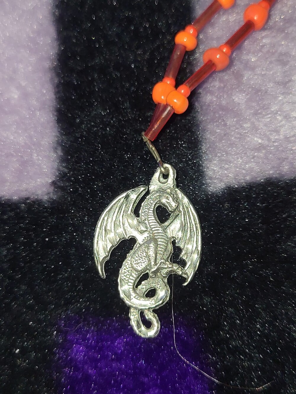 Vintage 1997 Siskiyou Fine Pewter Western Dragon Pendant Necklace